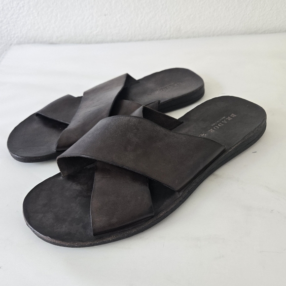 BRADOR  Walk TDM Slide Leather Sandals size 42 or US 9 Made In Italy - Picture 2 of 16
